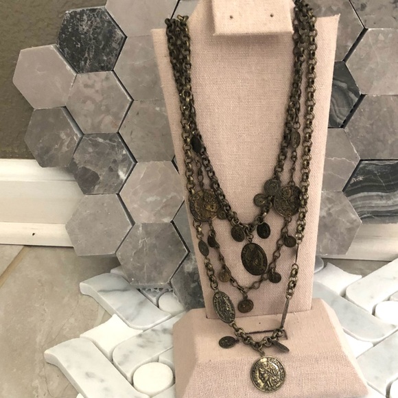 Vintage Jewelry - Vintage 3 Layered Coin Necklace